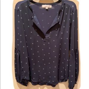 LOFT I EUC! long sleeve navy blouse I S